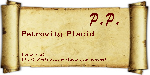 Petrovity Placid névjegykártya